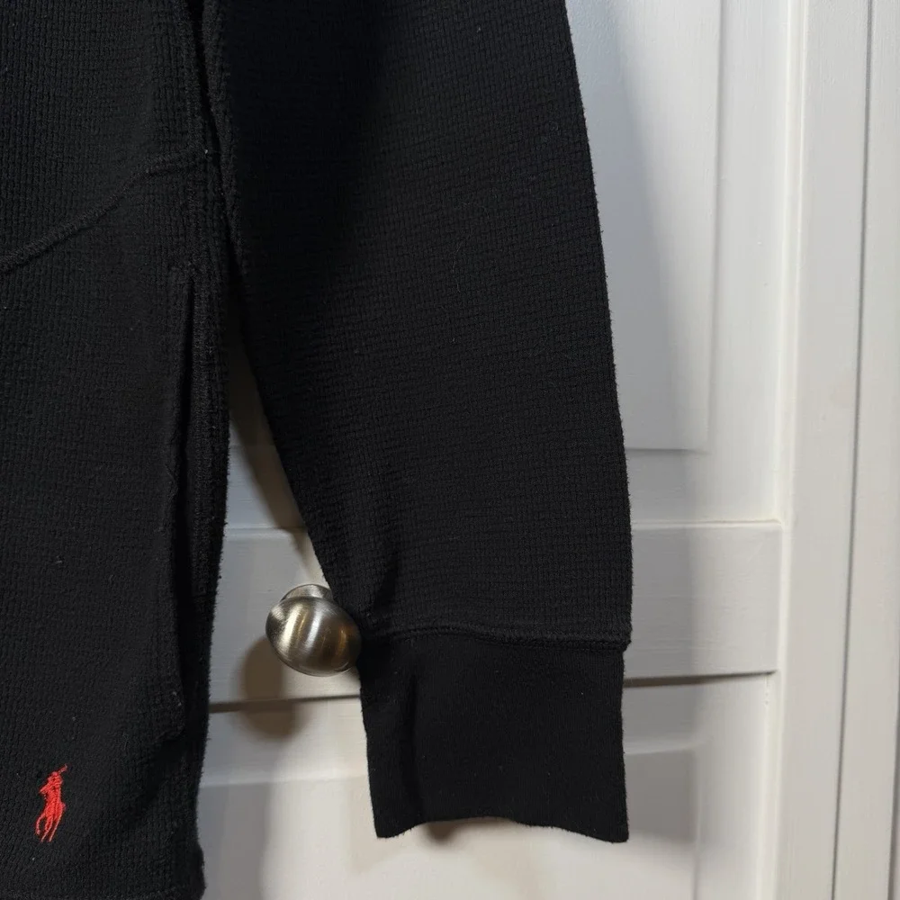 Polo Ralph Lauren Men's Long Sleeve Thermal Hoodie Pockets Outdoor Black Large‎